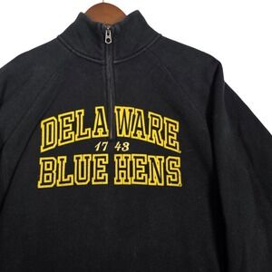 Womens JanSport Delaware Blue Hens 1/4 Zip Sweatshirt Large Black Y2K Fleece